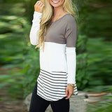 Chvity Women's Back Lace Color Block Tops Long Sleeve T-shirts Blouses