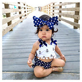 Infant Baby Girls Clothes Anchor Tops+Polka Dot Briefs Outfits Set Sunsuit 0-24M