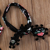 Cute Adorable Floral Romper Baby Girls Sleeveless Tassel Romper One-pieces +Headband Sunsuit Outfit Clothes