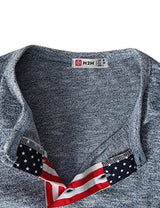 H2H Mens American Flag Henley Short Sleeve Cool tShirts With Button Trim