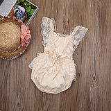 Baby Girls Lovely Ruffle Lace Collar Bodysuit with Headband