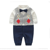 Fairy Baby Newborn Boy's Gentleman Romper Outfit with Bow Tie