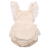 Baby Girls Lovely Ruffle Lace Collar Bodysuit with Headband