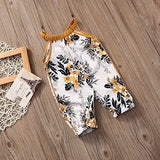 Newborn Baby Girls Round Collar Sleeveless Floral Romper Harem Cropped Pants