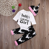 Baby Girls Daddy's Little Girl Long Sleeve Bodysuit and Deer Pants Outfit with Hat