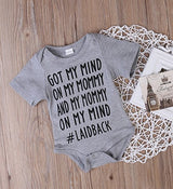Newborn Baby GOT MY MIND ON MY MOMMY Funny Bodysuits Rompers Outfits Blue