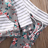 Baby Girl 2pcs Set Outfit Flower Print Hoodies with Pocket Top+Striped Long Pants