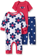 Gerber Baby Girls' 3 Piece Coverall Bodysuit and Legging Set