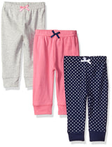 Luvable Friends Baby Girls' 3 Pack Tapered Ankle Pant