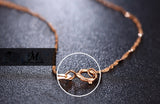 Fashion Women Girl Jewelry Rose Gold Plated Water Wave Ripples Chain Necklace Accessories Wholesale