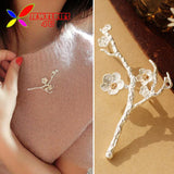 Newest Fashion Designer Elegant Silver Plum blossom Flower Branches Brooches Pins Accessories For Women alfileres broches - Free + Shipping