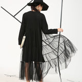 [Soonyour] 2017 ربيع الموضة الجديدة نمط فضفاض وهمية اثنين بأكمام قصيرة الرباط مستقيم اللباس ضئيلة صافي غزل فاتنة كبير الحجم النساء