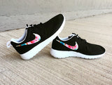 Nike Roshe Run Floral - Girls/Womens Floral Nike Roshe  - Custom Nike Black Roshe Tropical Floral V1 - Floral Nike Shoes - Custom Nike Shoes