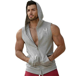 2016 New Brand Stretchy Sleeveless Shirt Casual Fashion Hooded Gyms Tank Top Men  bodybuilding Fitness Clothing