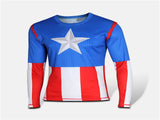 2016 high quality compression long sleeve T-shirt superman, batman, spiderman/captain America fitness  t-shirts men T-shirt