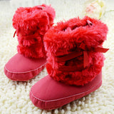 Winter Warm First Walker Baby Girl Toddler Boots With Butterfly-knot Anti-slip Shoes