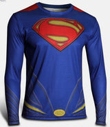 Marvel Super Heroes Avenger Batman T shirt Men Compression Armour Base Layer Long Sleeve Thermal Under Top Fitness XS-8XL