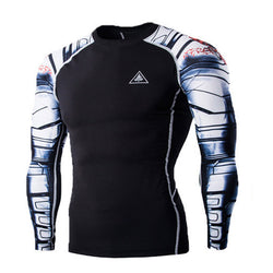 Men MMA Compression Shirts Rashguard Fitness Long Sleeves Base Layer Skin Tight Weight Lifting Men T Shirts 22