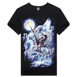 2016 Summer Men Fashion O-neck Casual Skull Wolf 3D Print T Shirt M-XXXL Cotton Short Sleeve T-shirt