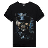 2016 Summer Men Fashion O-neck Casual Skull Wolf 3D Print T Shirt M-XXXL Cotton Short Sleeve T-shirt