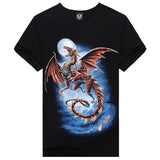 2016 Summer Men Fashion O-neck Casual Skull Wolf 3D Print T Shirt M-XXXL Cotton Short Sleeve T-shirt
