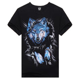 2016 Summer Men Fashion O-neck Casual Skull Wolf 3D Print T Shirt M-XXXL Cotton Short Sleeve T-shirt