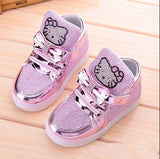 cute cartoon lightning baby shoes hello kitty flash solid shoes for 9M-6yrs baby newborn infantil outdoor causal shoes hot sale