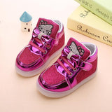 cute cartoon lightning baby shoes hello kitty flash solid shoes for 9M-6yrs baby newborn infantil outdoor causal shoes hot sale