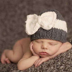 Newest Baby Girl Knit Bow Hat Cap Winter Warm Toddler Infant Caps Lovely Baby Beanies Accessories
