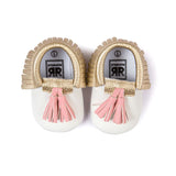 Baby Moccasins Shoes Baby Soft PU Leather Tassel Girls Bow Moccs Moccasin Bow First Walkers