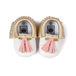 Baby Moccasins Shoes Baby Soft PU Leather Tassel Girls Bow Moccs Moccasin Bow First Walkers