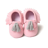 Baby Moccasins Shoes Baby Soft PU Leather Tassel Girls Bow Moccs Moccasin Bow First Walkers
