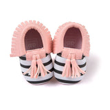 Baby Moccasins Shoes Baby Soft PU Leather Tassel Girls Bow Moccs Moccasin Bow First Walkers