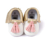 Baby Moccasins Shoes Baby Soft PU Leather Tassel Girls Bow Moccs Moccasin Bow First Walkers