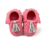 Baby Moccasins Shoes Baby Soft PU Leather Tassel Girls Bow Moccs Moccasin Bow First Walkers