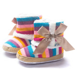 Newborn Baby Rainbow Wool Infant cotton Padded Shoes Boots for Winter and Snow