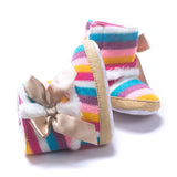 Newborn Baby Rainbow Wool Infant cotton Padded Shoes Boots for Winter and Snow