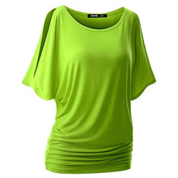 Spring Summer Womens O-neck T Shirt Short Sleeve Crewneck Cut Out Off Shoulder Top