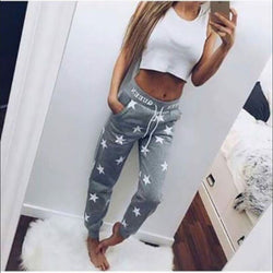 COCKCON New Loose Pants Women Star Printed Fashion Tee Casual Pants High Quality Long Hot Sale
