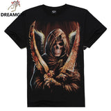 2016 Summer Men Fashion O-neck Casual Skull Wolf 3D Print T Shirt M-XXXL Cotton Short Sleeve T-shirt