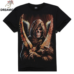 2016 Summer Men Fashion O-neck Casual Skull Wolf 3D Print T Shirt M-XXXL Cotton Short Sleeve T-shirt