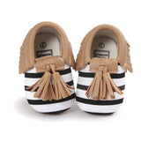 Baby Moccasins Shoes Baby Soft PU Leather Tassel Girls Bow Moccs Moccasin Bow First Walkers