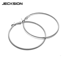 1Pair Beautiful Hoop Earrings Alloy Big Smooth Big Ears Clear Circle Round Charm Earrings For Women Girl #LSW