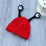 New Fashion 2016 Unique Design Children's  Hat Two Horns Insect Cartoon Cap Cute Baby Elastic knitted Wool Cap