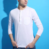 2015 Special Offer Free shipping Full Cotton O-neck Fashion New Button Fitting Long Sleeved T-shirt Solid T-Shirt