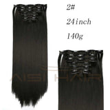 Synthetic Hair with Clips 16 Clip in Hair Extensions False Hair Hairpieces Synthetic 23" Long Straight Apply Hairpiece