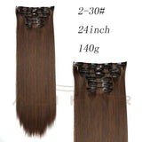 Synthetic Hair with Clips 16 Clip in Hair Extensions False Hair Hairpieces Synthetic 23" Long Straight Apply Hairpiece
