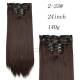 Synthetic Hair with Clips 16 Clip in Hair Extensions False Hair Hairpieces Synthetic 23" Long Straight Apply Hairpiece