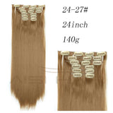 Synthetic Hair with Clips 16 Clip in Hair Extensions False Hair Hairpieces Synthetic 23" Long Straight Apply Hairpiece
