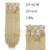 Synthetic Hair with Clips 16 Clip in Hair Extensions False Hair Hairpieces Synthetic 23" Long Straight Apply Hairpiece